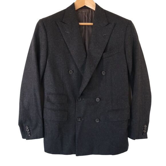 Thom Sweeney Men's 36 (EU46) Double Breasted Wool Blazer Sport Coat Gray Italy - Picture 1 of 15